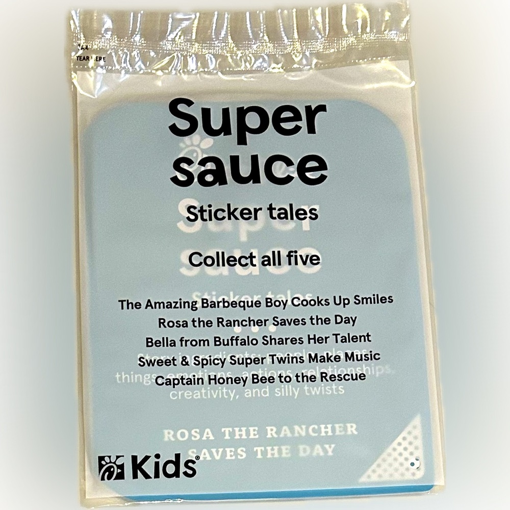 CHICK FIL A KIDS MEAL SUPER SAUCE STICKER TALES ROSA THE RANGER SAVES THE DAY 8”